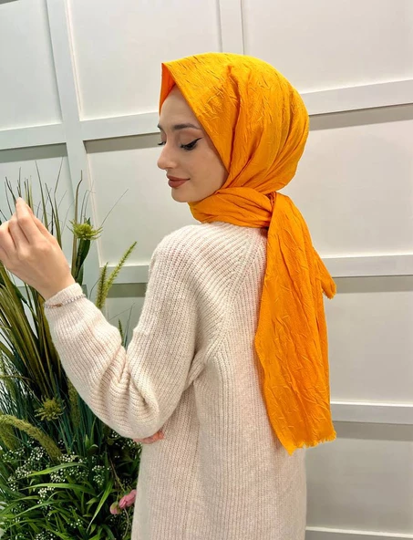 Loryan Scarf Viva Crush Pamuklu Şal 00380  SAFRAN - 3