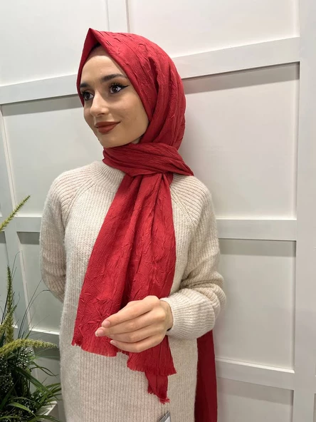 Loryan Scarf Viva Crush Pamuklu Şal 00380  NAR ÇİÇEĞİ - Resim 2