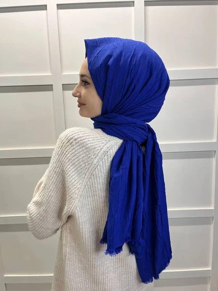 Loryan Scarf Viva Crush Pamuklu Şal 00380  KOYU SAKS - 1