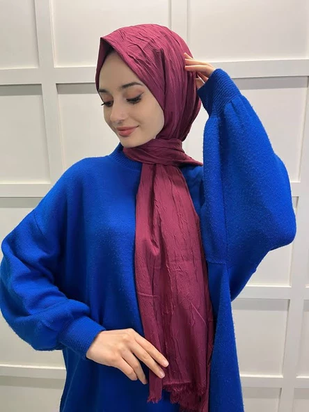 Loryan Scarf Viva Crush Pamuklu Şal 00380  VİŞNE - Resim 3
