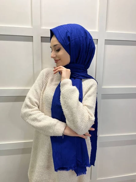 Loryan Scarf Viva Crush Pamuklu Şal 00380  KOYU SAKS - 2