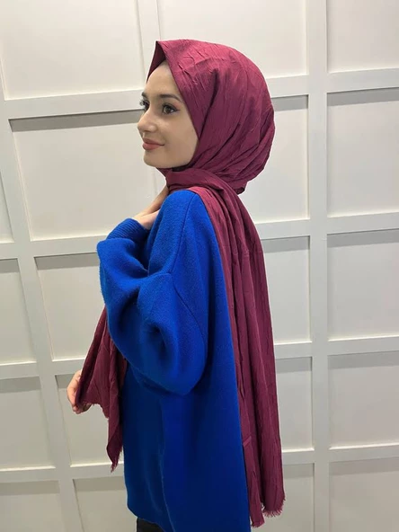 Loryan Scarf Viva Crush Pamuklu Şal 00380  VİŞNE - Resim 2