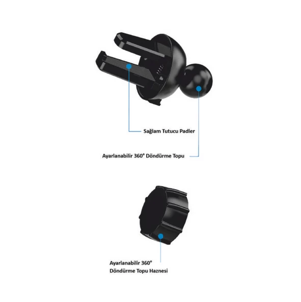 Araç İçi Telefon Tutucu Tüm Telefonlarla Uyumlu Yatay Dikey Kullanılabilir Kolay Tak Çıkar 040 - 3