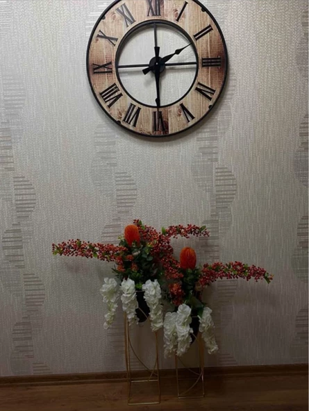 Metal 2'li Metal Gold Ayaklı Dekoratif Siyah Saksı Çiçeklik Vazo FLYON-HSN102 - 4