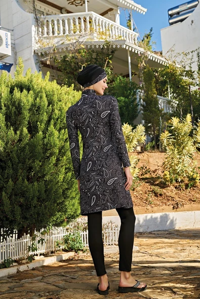 Ruko Maio 23137-5 Büyük Beden Balıkçı Yaka Tam Tesettür Mayo - 3