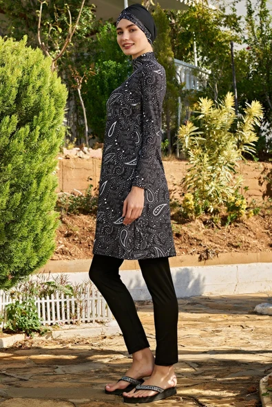 Ruko Maio 23137-5 Büyük Beden Balıkçı Yaka Tam Tesettür Mayo - 2