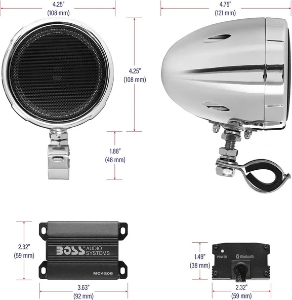 BOSS MC420B 600W Motosiklet Bluetooth Hoparlör Sistemi - 4