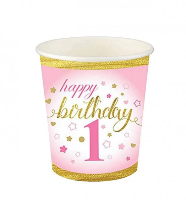 BARDAK  KARTON  8 Lİ HAPPY BIRDHDAY 1 YAŞ ürün görseli