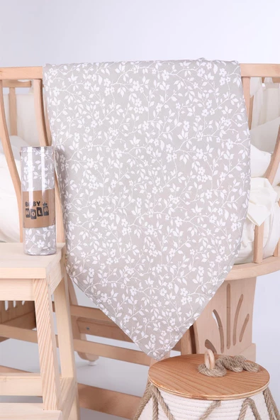 Babyhola Müslin Örtü 80x80cm Yaprak Desen Organik Hediyelik Emzirme Alt Açma Yenidoğan Puset Örtüsü - 10