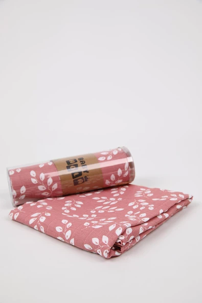 Babyhola Müslin Örtü 80x80cm Yaprak Desen Organik Hediyelik Emzirme Alt Açma Yenidoğan Puset Örtüsü - 8