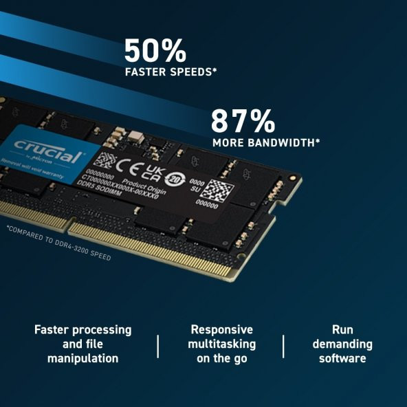 Crucial 16GB Ddr5 4800 Sodımm CL40 (16GBIT) CT16G48C40S5 Notebook Ram Bellek - 2