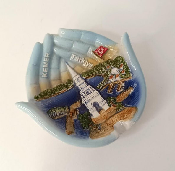 Küllük Kül Tablası Seramik El Görünümlü Türk Bayraklı Ev Ofis Dekor - 4