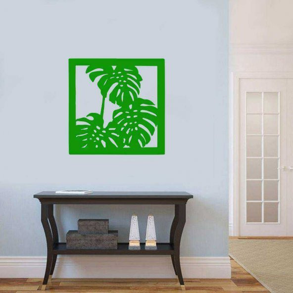 Geniş Yaprak Desenleri Silüet Dekoratif Duvar Sticker, Çıkartma, Etiket Yeşil
