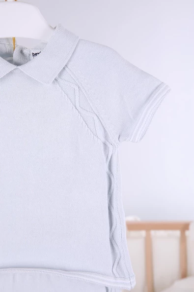 %100 Pamuk Şortlu Triko Erkek Bebek Takım 5506 - 3