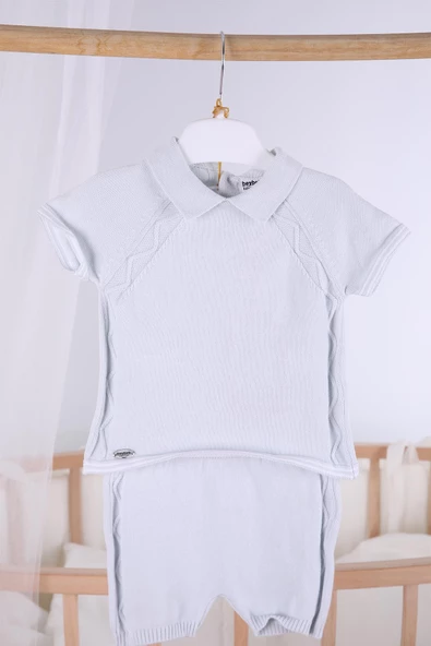 %100 Pamuk Şortlu Triko Erkek Bebek Takım 5506 - 2