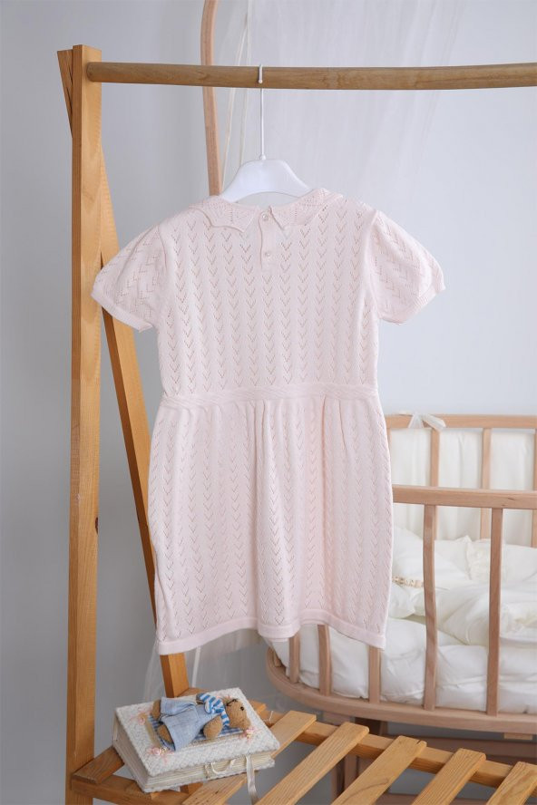 Saç Bantlı Bebe Yaka Triko Kız Bebek Elbise 5509 - 7