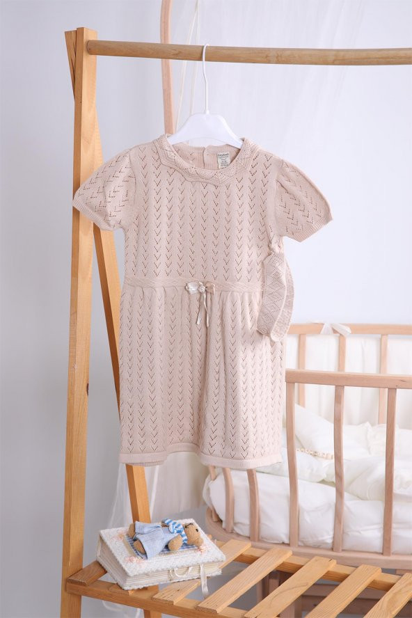 Saç Bantlı Bebe Yaka Triko Kız Bebek Elbise 5509 - 2