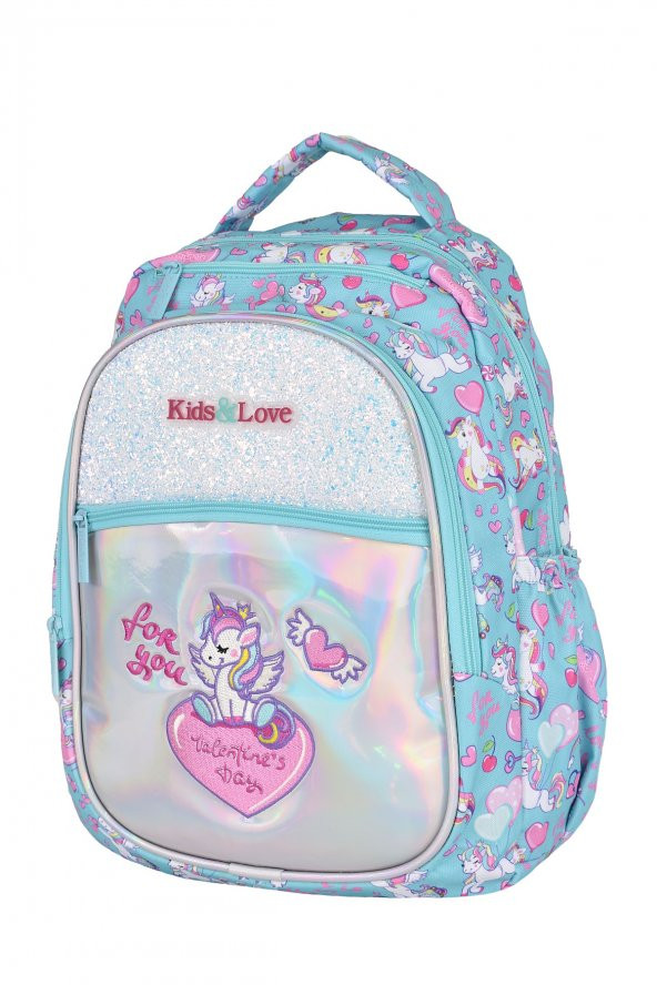 Elatae Çok Gözlü Su Geçirmez Nano Kumaş Kız Çocuk Unicorn Desenli İlkokul Çantası L5094 - Resim 4