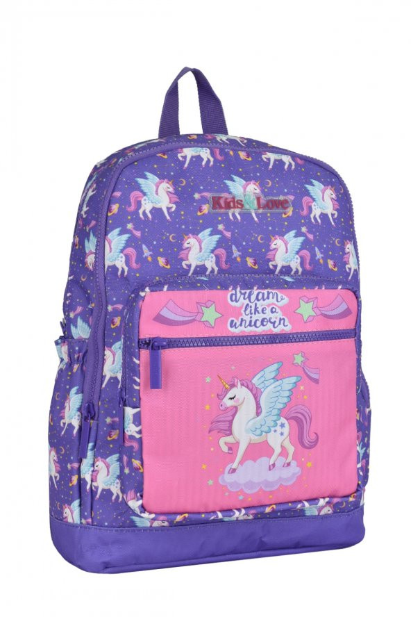 Elatae Çok Gözlü Su Geçirmez Nano Kumaş Unicorn Desenli İlkokul Çantası L5117 - Resim 2