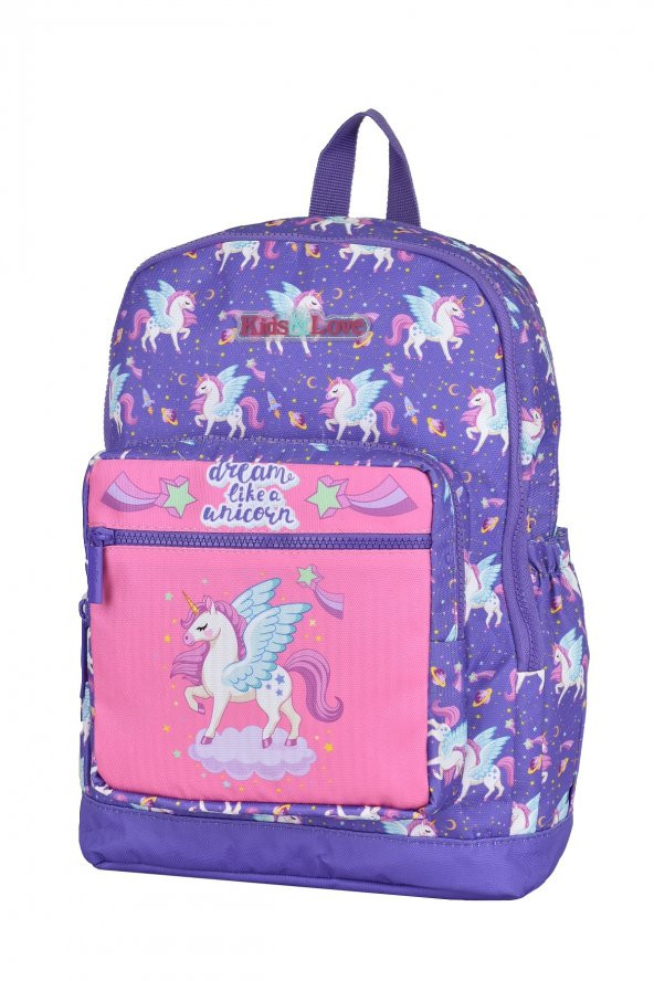 Elatae Çok Gözlü Su Geçirmez Nano Kumaş Unicorn Desenli İlkokul Çantası L5117 - Resim 4