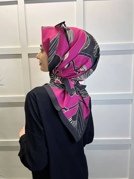 Eflatun Scarf Dijital Baskı Tomurcuk Desen Rayon Eşarp 00749  PEMBE ürün görseli
