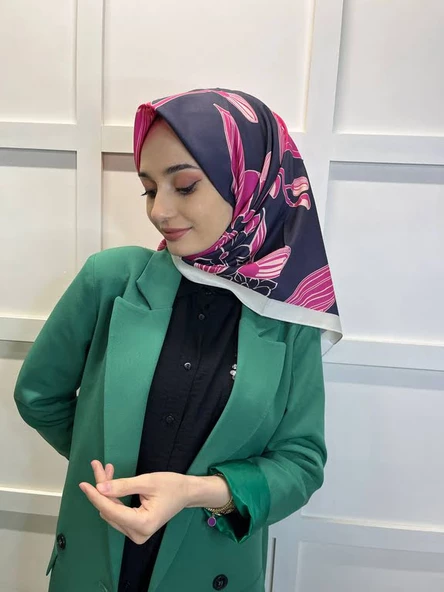 Eflatun Scarf Dijital Baskı Tomurcuk Desen Rayon Eşarp 00749  FUŞYA - 3