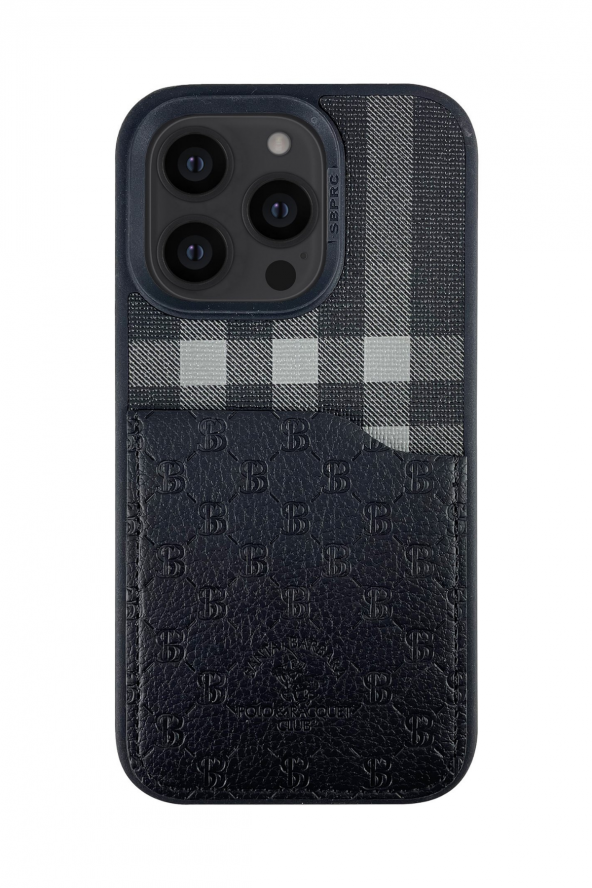 Santa Barbara Polo Club iPhone 14 Pro Max Uyumlu Plaid Kartvizitli Kılıf