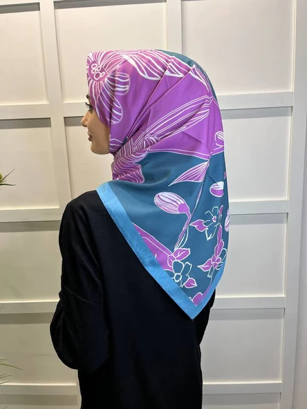 Eflatun Scarf Dijital Baskı Tomurcuk Desen Rayon Eşarp 00749  MENTOL - 1