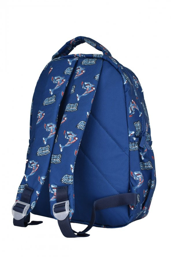 Elatae Çok Gözlü Su Geçirmez Nano Kumaş Köpek Balığı Desenli İlkokul Çantası L5124 - Resim 5