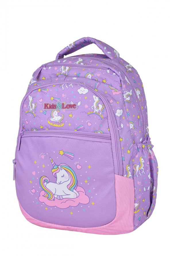 Elatae Çok Gözlü Su Geçirmez Nano Kumaş Unicorn Desenli İlkokul Çantası L5110 - 4