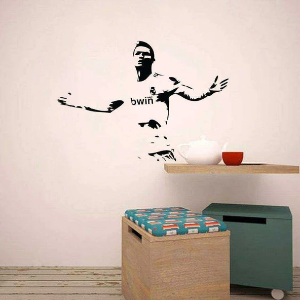 Juventus -Cristiano Ronaldo Silüeti Dekoratif Çocuk Odası Duvar Sticker, Çıkartma