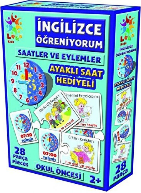 Laço Puzzle İngilizce Saatler ve Eylemler 28 Prç