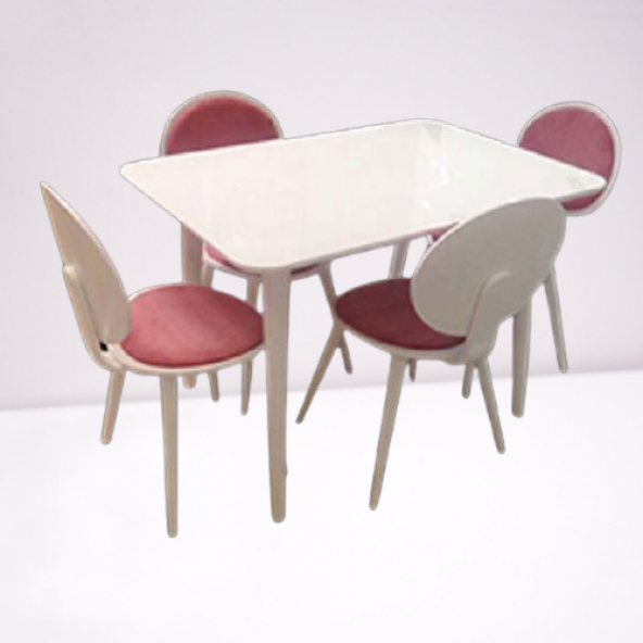 Masa-Sandalye 17775 Papel Takm model Kayın kaplama sandalye Açılır Parlak beyaz - 3