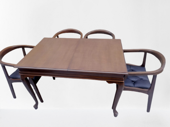 Masa-Sandalye 19634 Klasik Kayın Aslan Ayak Açıl Kolçak Kapiton suni deri Döşem ürün görseli