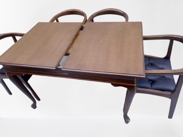 Masa-Sandalye 19634 Klasik Kayın Aslan Ayak Açıl Kolçak Kapiton suni deri Döşem - Resim 7