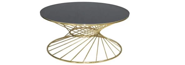 Brc 13373 Orta sehpa rivoli Siyah Temper cam GOLD Renk Kaplama Metal Ayak Elyapı - Resim 4