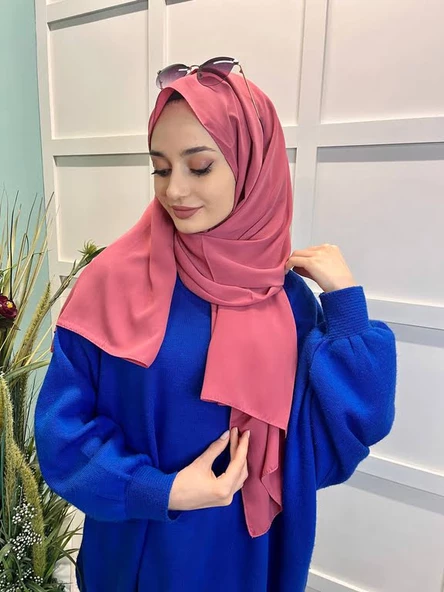 Siyane Scarf Medine İpeği Şal 00737  GÜL KURUSU ürün görseli