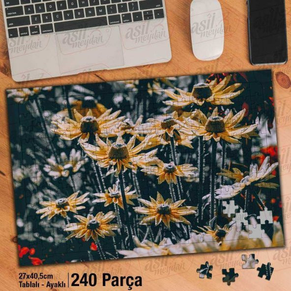 Asil Hobi Sarı Çiçek - Doğa - Manzara - Naturel Yapboz -Ayak Destekli Çerçeveli 240 Parça Puzzle