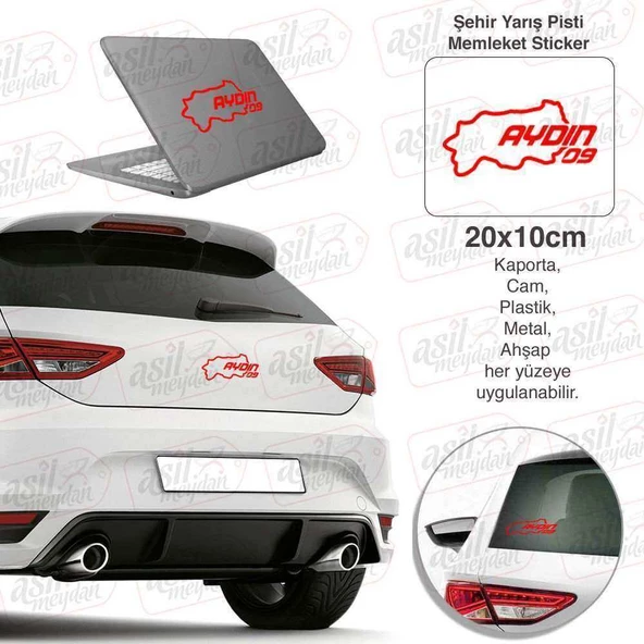 Aydın İli 09 Plaka Kodu Memleket Kırmızı Yarış Pisti Sticker - Oto Araba Etiket, Aksesuar, Tuning
