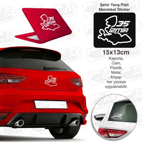 İzmir İli 35 Plaka Kodu Memleket Beyaz Yarış Pisti Sticker - Oto Araba Etiket, Aksesuar, Tuning