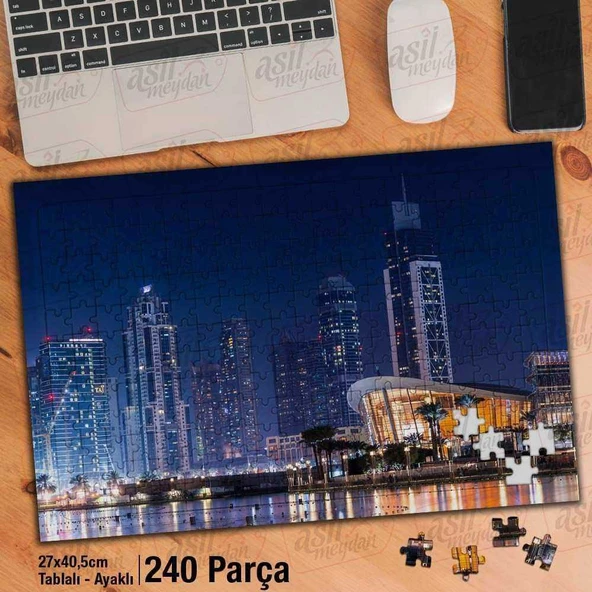 Asil Hobi Dubai Mimari Yapı- Gökdelenler -Deniz Yapboz - Ayak Destekli Çerçeveli 240 Parça Puzzle