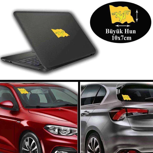 Büyük Hun Arma, Araba, Cam, Laptop Etiket Sticker 10x7 cm