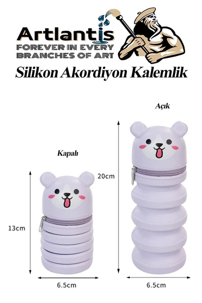 Silikon Akordiyon Kalemlik 1 Adet Körüklü Kalem Kutusu Eğlenceli Sevimli Hayvan Figürlü Hediyelik Kalemlik - 3