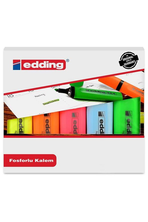 Fosforlu Kalem 5 Renk 1 Paket 5 Li İşaretleme Kalemi Parlak Renkler Sarı Turuncu Pembe Mavi Yeşil - 2