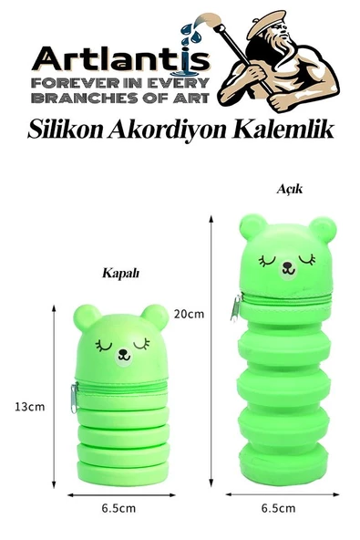 Silikon Akordiyon Kalemlik 1 Adet Körüklü Kalem Kutusu Eğlenceli Sevimli Hayvan Figürlü Hediyelik Kalemlik - 7