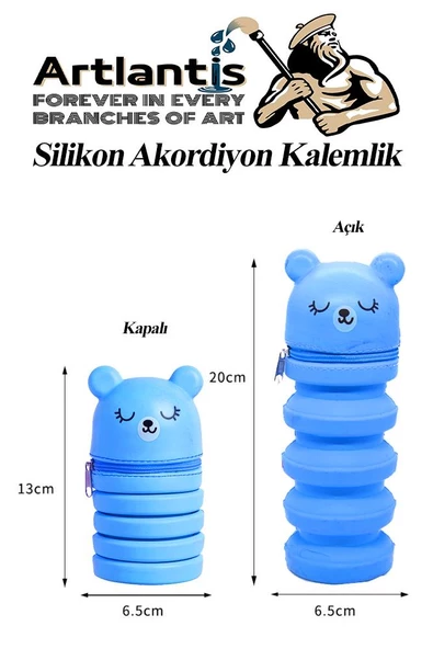 Silikon Akordiyon Kalemlik 1 Adet Körüklü Kalem Kutusu Eğlenceli Sevimli Hayvan Figürlü Hediyelik Kalemlik - 4
