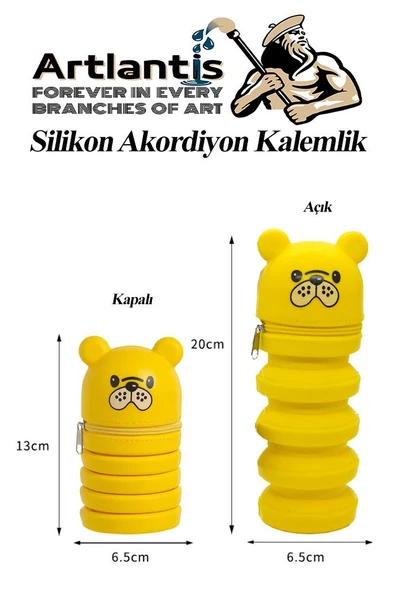 Silikon Akordiyon Kalemlik 1 Adet Körüklü Kalem Kutusu Eğlenceli Sevimli Hayvan Figürlü Hediyelik Kalemlik - 6