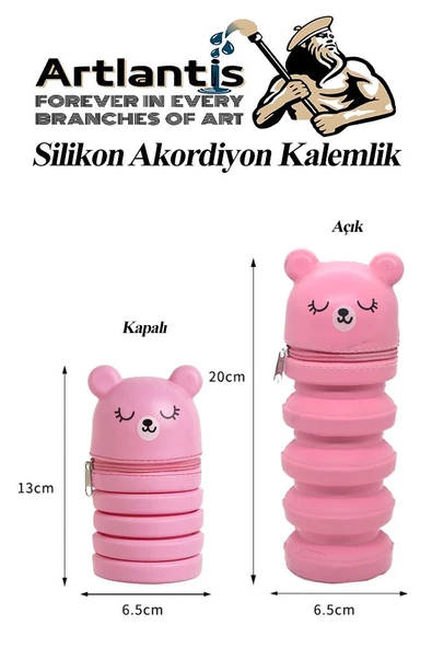 Silikon Akordiyon Kalemlik 1 Adet Körüklü Kalem Kutusu Eğlenceli Sevimli Hayvan Figürlü Hediyelik Kalemlik - 5