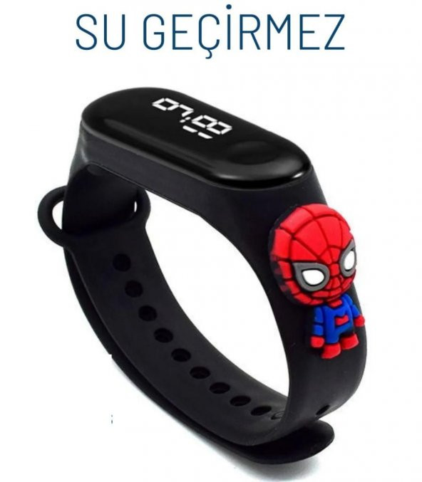 Örümcek Adam Spiderman Figürlü Dijital Led Çocuk Saati Dokunmatik Ekranlı Su Geçirmez (SİYAH) (AKILLI DEĞİL) - 2