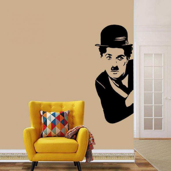 Charlie Chaplin Silueti Dekoratif Duvar Sticker, Çıkartma, Etiket
